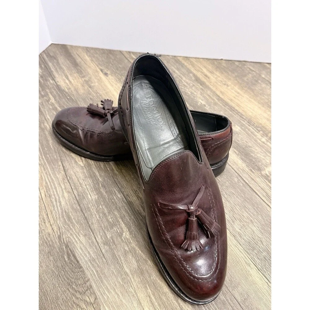 Vintage FootJoy Classics 9.5 D Burgundy Leather Tassel Loafers USA Old Money